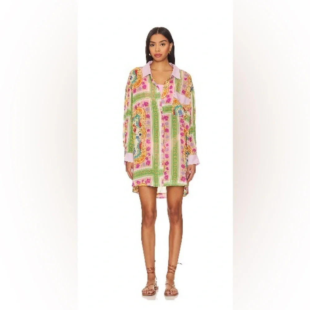 NWT Spell Maddalena Shirt Dress in Mosaic